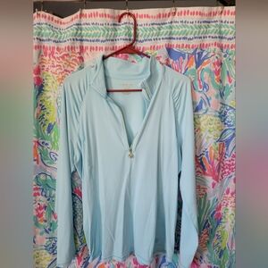 Lilly Pulitzer Sky Blue Lluxletic Half Zip XXL